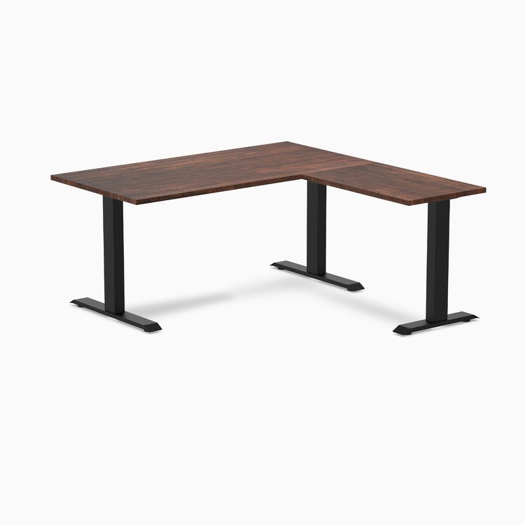 L-shape fixed softwood rustic pine 1500mm in black legs
